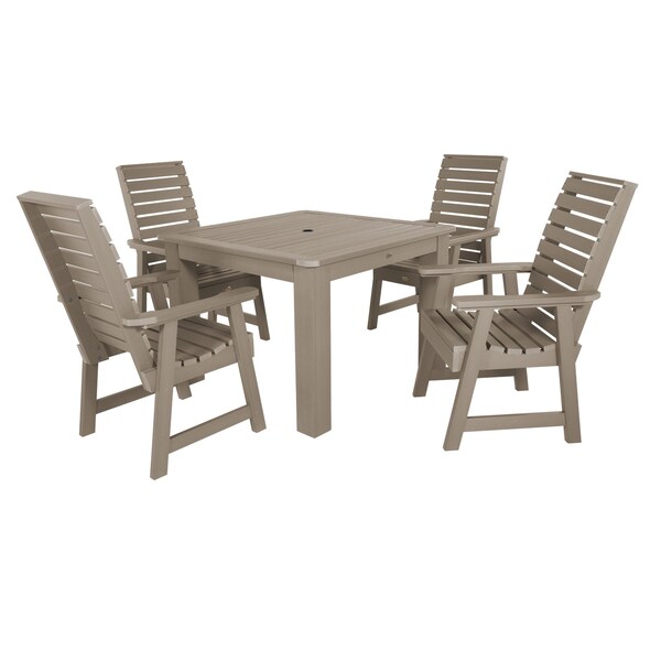 Highwood Usa Weatherly 5pc Square Outdoor Patio Furniture Dining Set AD-DNW44-WBR - main